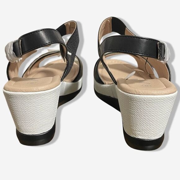 Joessy Milan Black and white platform wedge heel Women's Sandals size 8. NIB. - Picture 6 of 11